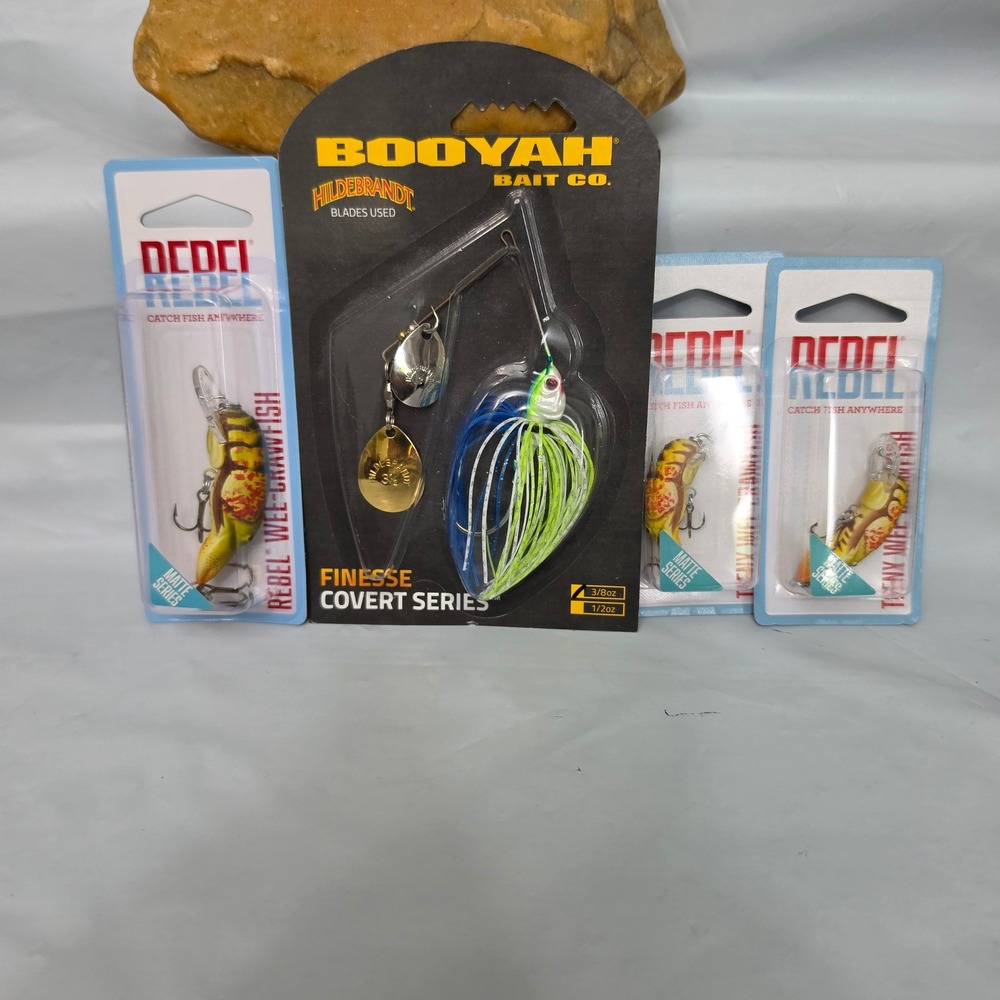 Booyah Rebel Fishing Lure Lot 4pc Multicolor New Creek Slammer Spinnerbait Craws
